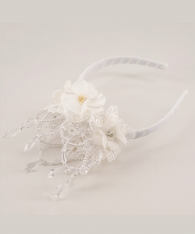 The Jeanette Crystal Crown Headband - White