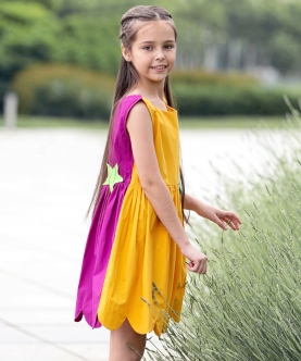 Peakaboo Dress Reversible Purple And Mustard Yellow