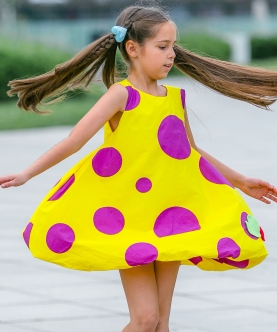 Summer Daze Dress Purple Yellow Polka