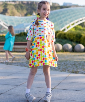 Star Gazer Dress Multi-Coloured Semi Circles And Tic Tac Toe
