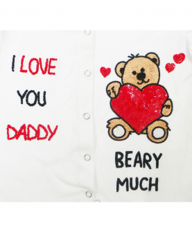 Frilled Love You Dady Romper With Personalized Cap And Mittons