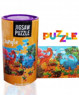  Puzzles Jungle Theme Play & Learn, Creativity-40 Pieces