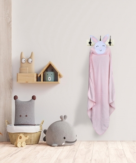 Baby Moo Cute Bunny Pink Animal Hooded Towel