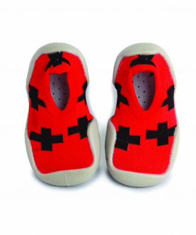 Baby Moo Hot Cross Buns Red Slip-On Shoes
