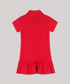 Girls Polo Dresss With Ruffles At Hem And Donut Motif