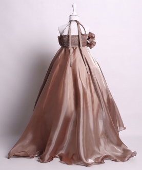 Sophia Bronze Floral Tulle Gown For Girls