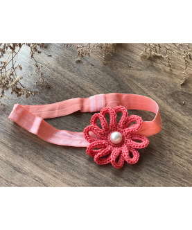 Loop Flower Elastic Hairband - Peach