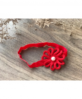 Loop Flower Elastic Hairband - Red