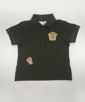 Military Green T_Shirt With Badges In Front
