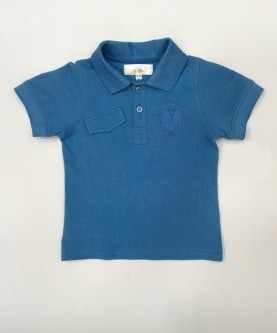 Sky Blue Polo T_Shirt With Initial Badge And Front Patch Pocket Flap