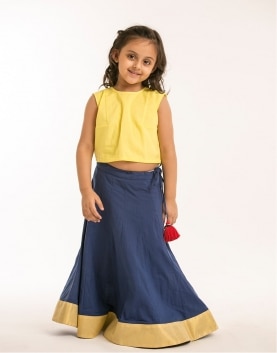 Blue and Gold Panelled Skirt