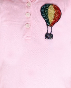 Pink Polo Dress With Hot Air Balloon Embroidery
