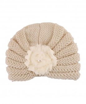 Floral Cream Turban Cap
