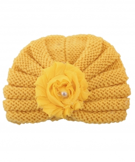 Floral Yellow Turban Cap