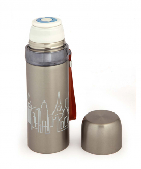 Baby Moo World Traveller Silver 600 ml Stainless Steel Flask