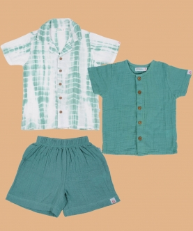Resort Front Open & Collar Shirt With Shorts Set Of 3
