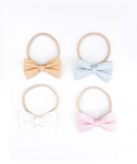 Dreamy Cotton Bows - Set of Three (Pink, White, Blue, Brown)