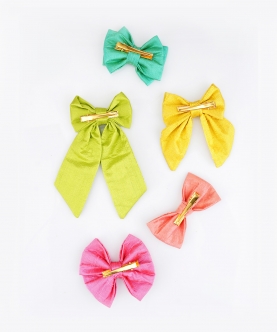 Sustainable Silk Bow Alligator Hairclip Set - Eco-Chic