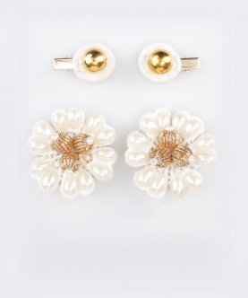  Elegant Floral Blooms - 2 Pairs (White, Gold, Bronze)