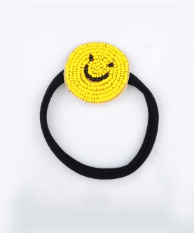 Sunny Nylon Beaded Hairtie Band - Cheerful Smiles