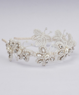 Whimsical Butterfly Dreams Hairband - White, Clear