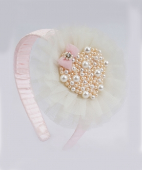 Satin Pearl Heart Hairband - Exquisite Elegance
