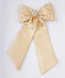 Beaded Beauty Satin Bow Hairclip - Floral Clusters