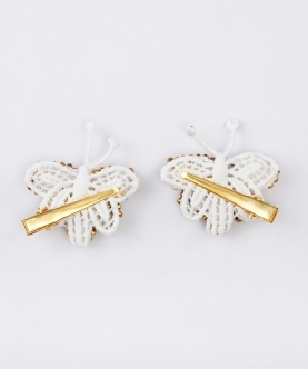 Set of 2 Sparkle Duo Butterfly Beaded Alligator Hairclip 