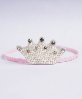 Enchanting Pearl Crown Satin Beaded Hairband