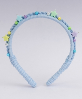 Blue Acrylic Hairband with Acrylic Beads and Colorful Pearl 