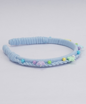 Blue Acrylic Hairband with Acrylic Beads and Colorful Pearl 