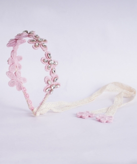 Floral Tie-down Hairband with Glass Stone Embellishments
