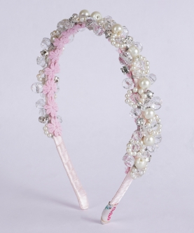 Satin Hairband with Pear & Glass Bead Embellishment