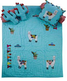Turquoise Save The Drama For Your Llama Baby Quilt Set