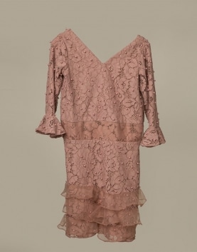 Pink Lace Dress with Pearls