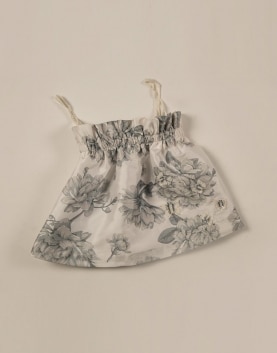 White Floral Paper Waist Bag Embroidered Skirt