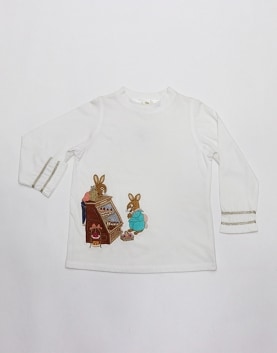White Knit T_Shirt With Bakery Scene