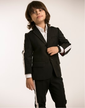 Black Suit with White Piping