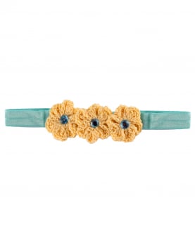 Flower Elastic Hairband with Centres - Mint Blue