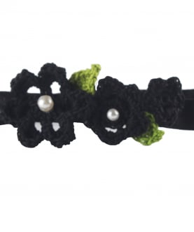 Flowers and Leaves Elastic Hairband - Black