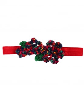 Flowers and Leaves Elastic Hairband - Shaded Red