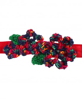 Flowers and Leaves Elastic Hairband - Shaded Red