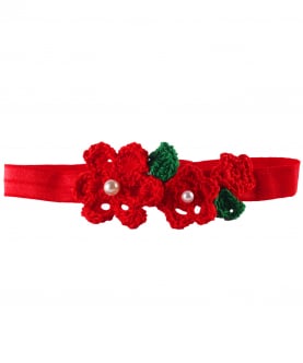 Flowers and Leaves Elastic Hairband - Red