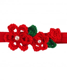 Flowers and Leaves Elastic Hairband - Red