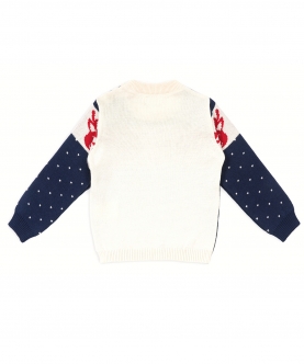 Soulful Reindeer Jacquard Navy Sweater  