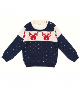 Greendeer Soulful Reindeer Jacquard Sweater Set-Navy  