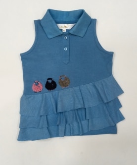 Sky Blue Frill Top With Sheep Embrodiery