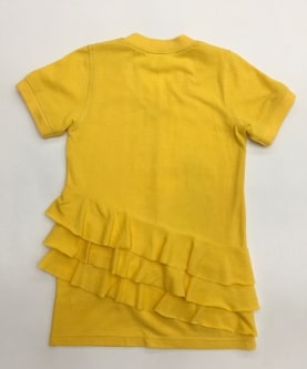 Yellow Frill Dress With Girl And Basket Embroidery