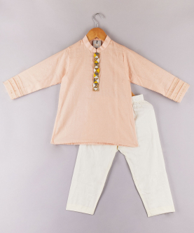 Golden Thread And Bead Detailing Kurta With Pyjama
