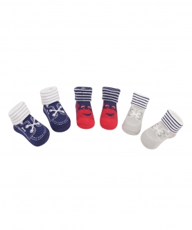 Baby Moo Shoelace Print Multicolour 3 Pk Socks